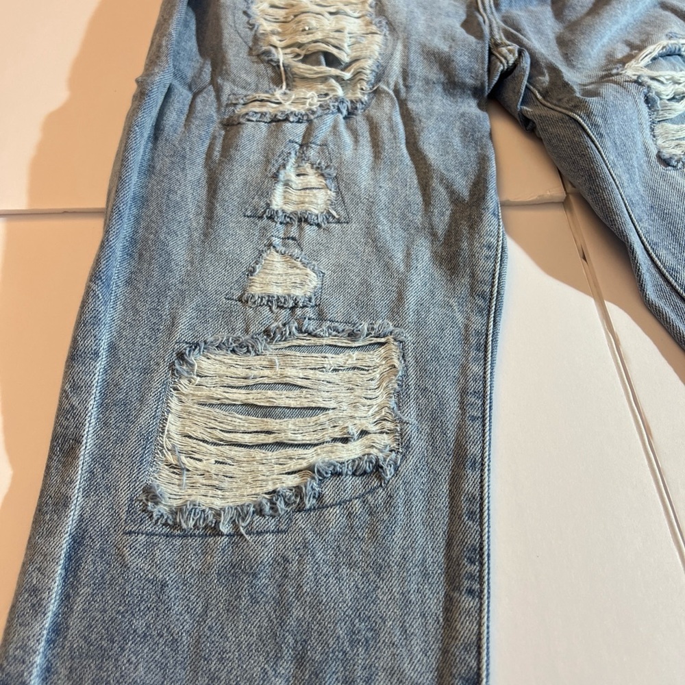 High Rise Blue Distressed Jeans - Picture 9 of 15